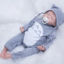 Sleeping Realistic Baby Dolls 20 Inch Lifelike Reborn Babies Toy Cloth Body Dolls With Gray Clothes Kids Birthday Xmas Gift