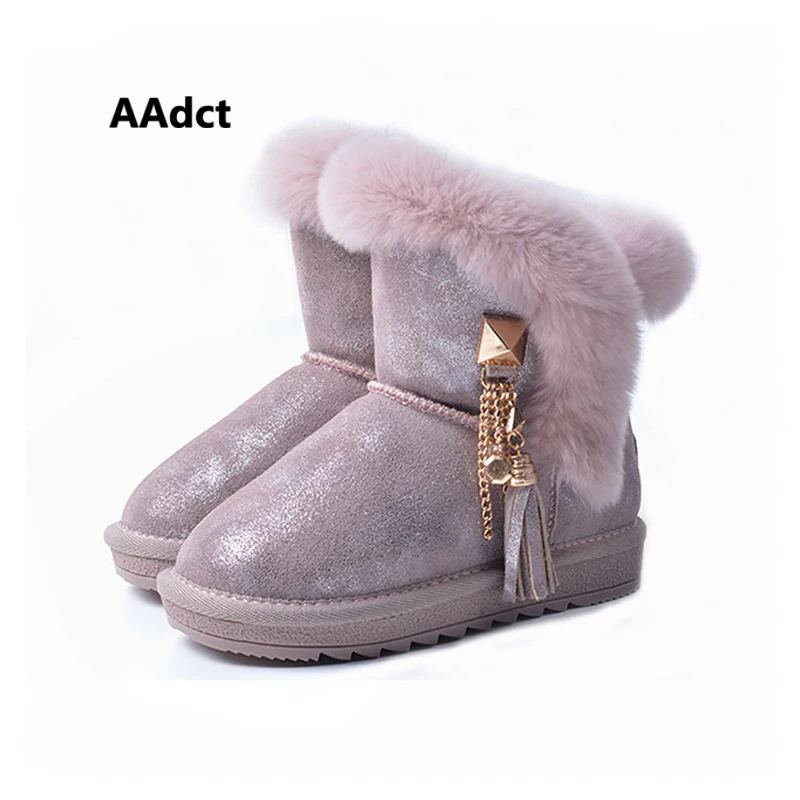 

AAdct 2019 winter girls boots princess kids snow boots for girls Brand warm waterproof little children shoes winter cotton fur