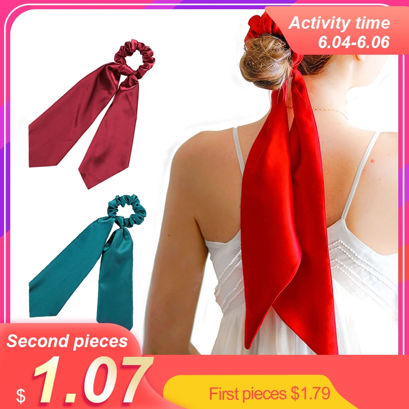 

Molans Simple Style Women's Hair Ribbons Srcunshies Ponytail Satin Elastic Hair Bow Rope Hairband for Women Hair Accessories