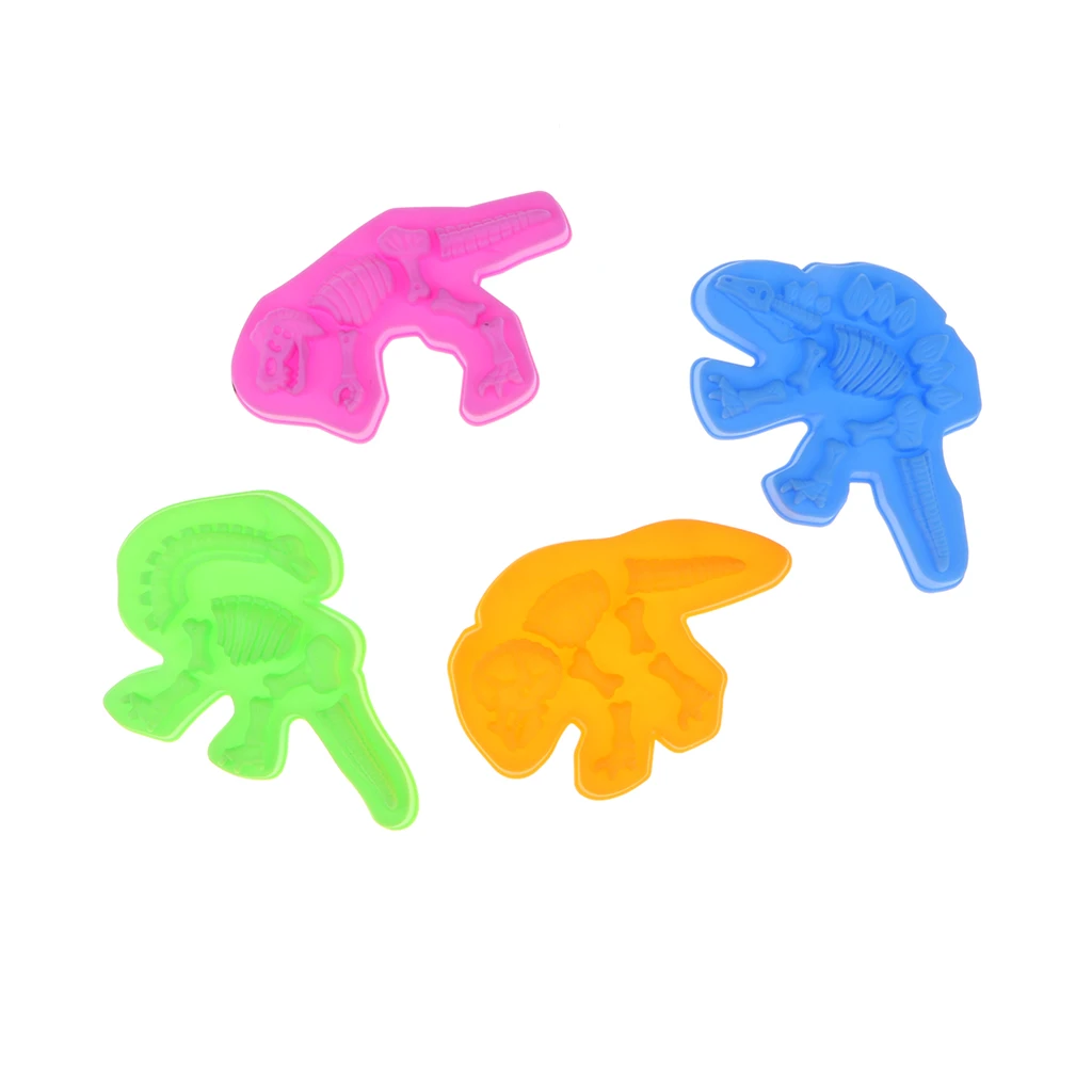 4Pcs Dinosaur Bone Mold Toy for Toddlers, Kids Summer Beach Sandcastle Toy for Fun - Size 11 x 8 x 1 cm/ 4.33 x 3.15 x 0.39 in