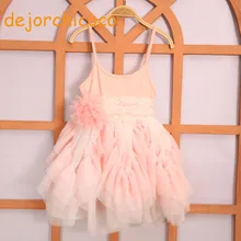 Летнее многослойное бальное платье без рукавов для маленьких девочек; свадебное платье-пачка с цветочным кружевом и поясом; праздничное платье-пачка принцессы [dejorchicoco]