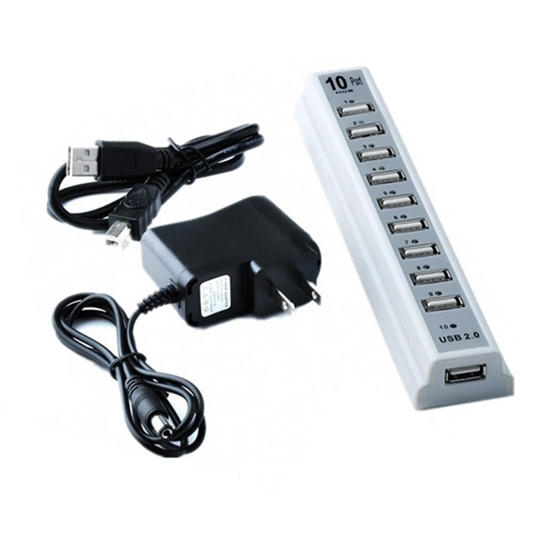 

centechia Multi 10 Ports High Speed Usb Splitters USB Hub 2.0 Usb 2.0 Hub with Power Adapter for PC Laptop Notebook Computer