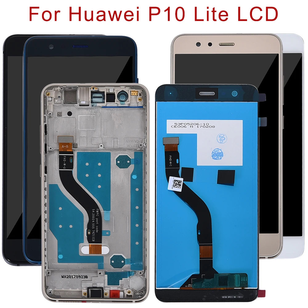 Для huawei P10 Lite P10Lite WAS-LX2J WAS-LX2 WAS-LX1A WAS-L03T WAS-LX3 ЖК-дисплей Дисплей кодирующий преобразователь сенсорного экрана в сборе с рамкой