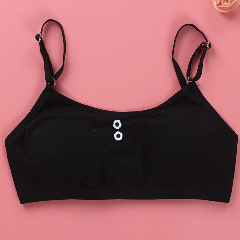 

Basic Style Solid Color Young Teenager Brassiere Adjusted Straps Students Girls Cotton Bras Vest Underwear FS0492