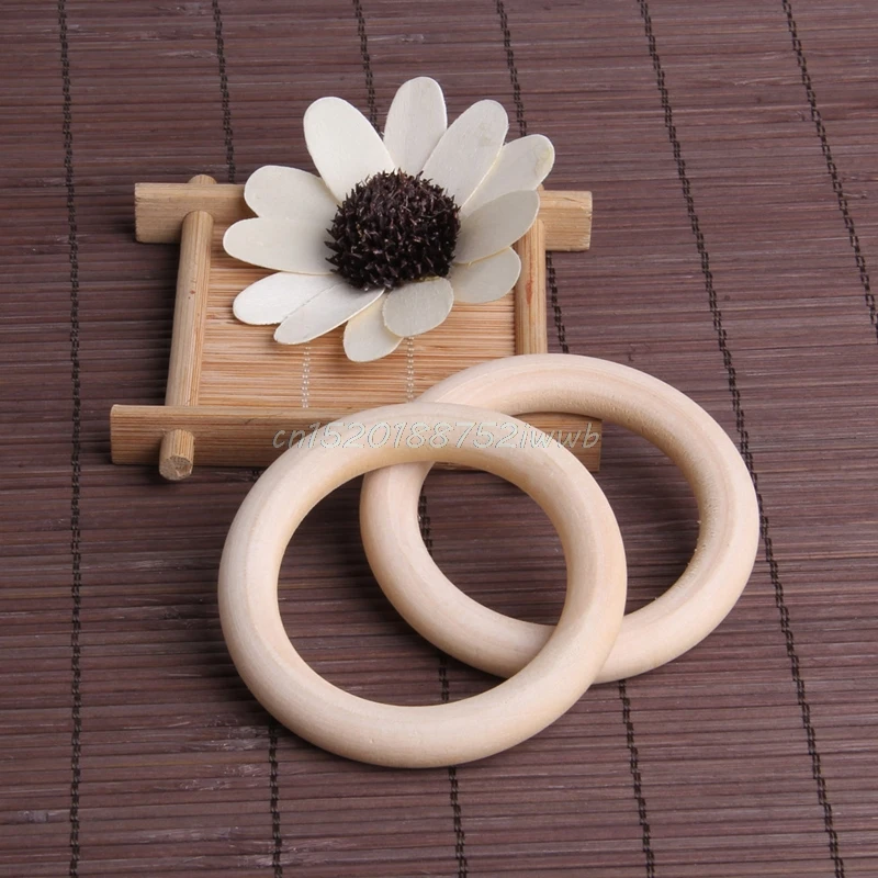 5Pcs 70mm Baby Wooden Teething Rings Necklace Bracelet DIY Crafts Natural New 5Pcs 70mm Baby Wooden Teething Rings Necklace Bracelet DIY Crafts Natural New