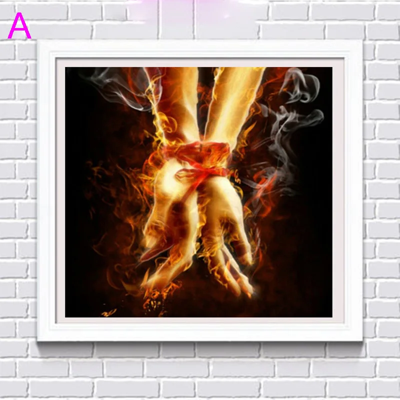 

5D DIY Diamond Painting Picture Diamond Cross Stitch Round Diamond Embroidery Couple Hands and Beautiful Lotus Painting YZ564