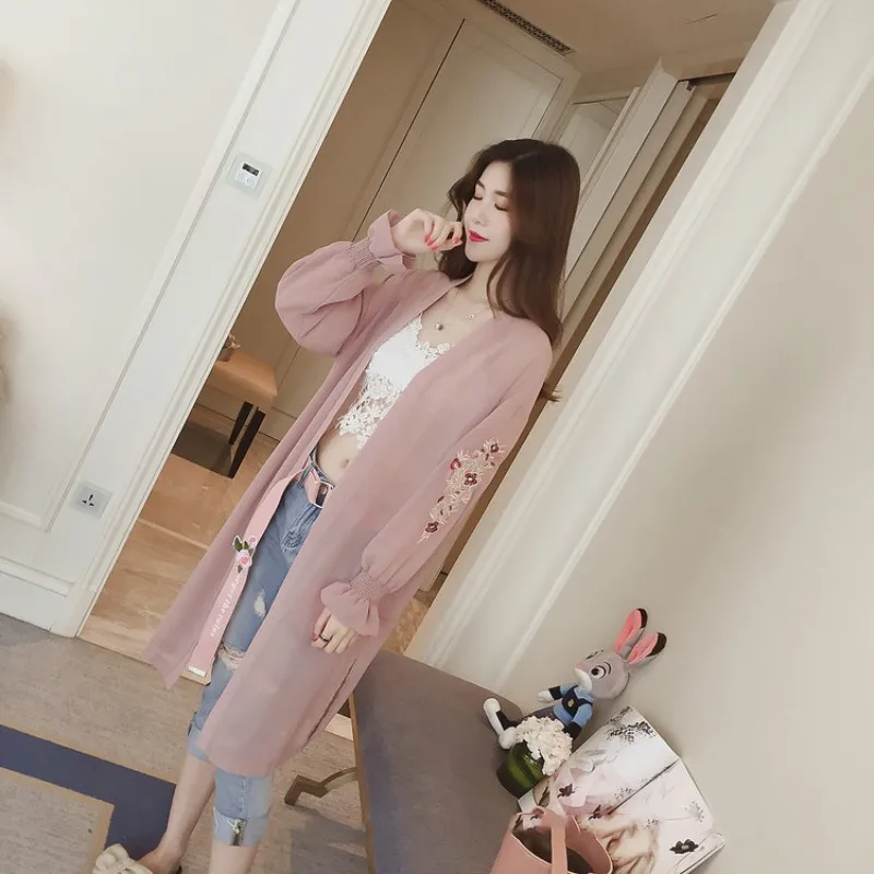 

ZH Embroidery Chiffon Blusas Mujer De ZModa 2019 Long Sleeve Tops Femme Blouse Shirt Summer Tee Cheap Clothes