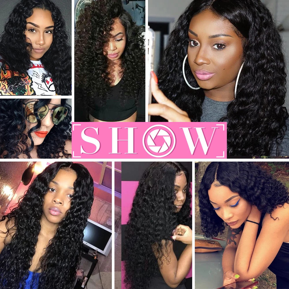 QT Hair Brazilian Deep Wave 100% Human Hair Frontal Natural Black Remy Hair Extension Free Shipping