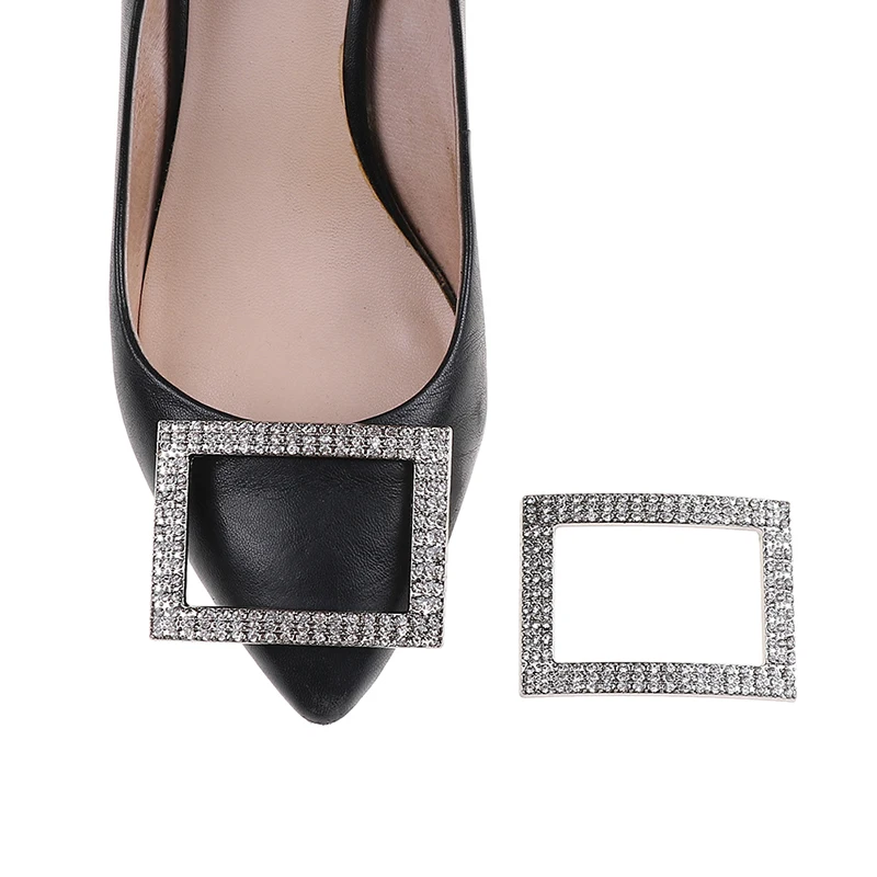 1Pc Silver Rhinestone Shoes Buckle Elegant Women Shoe Clips Crystal