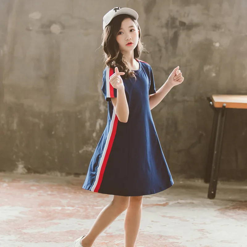 

Girls Dress 2019 New Summer Dress Kids Cotton Dress Children Knit Baby Princess Dress Toddler Clothes Simple,#5217