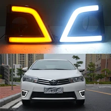 ECAHAYAKU 1 Set drl For Toyota Corolla 2014 2015 2016 LED DRL Daytime Running Lights Fog lamps with yellow turn signal Light ECAHAYAKU 1 Set drl For Toyota Corolla 2014 2015 2016 LED DRL Daytime Running Lights Fog lamps with yellow turn signal Light