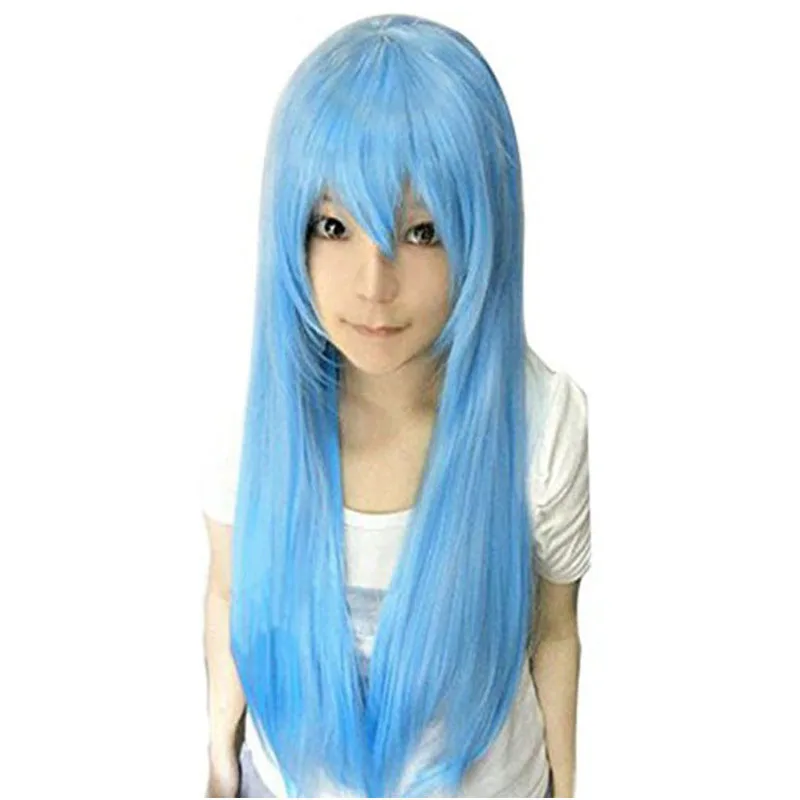 

80cm Squid Girl Blue Sapphire Aqua Long Straight Vocaloid Synthetic Cosplay Wig Hair + Wig Cap