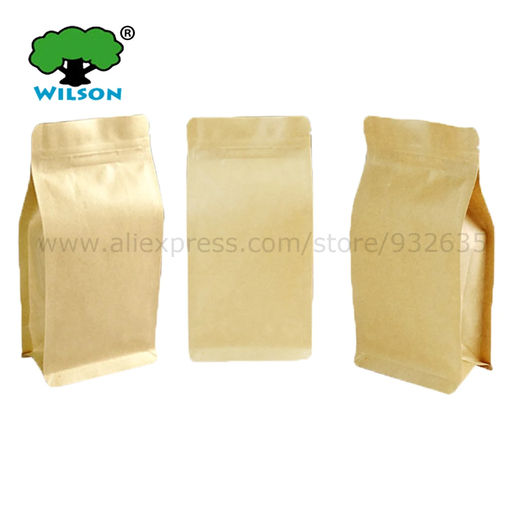 Kraft Paper Kraft Side Gusset Flat Bottom Stand Up Zip Bags For Food
