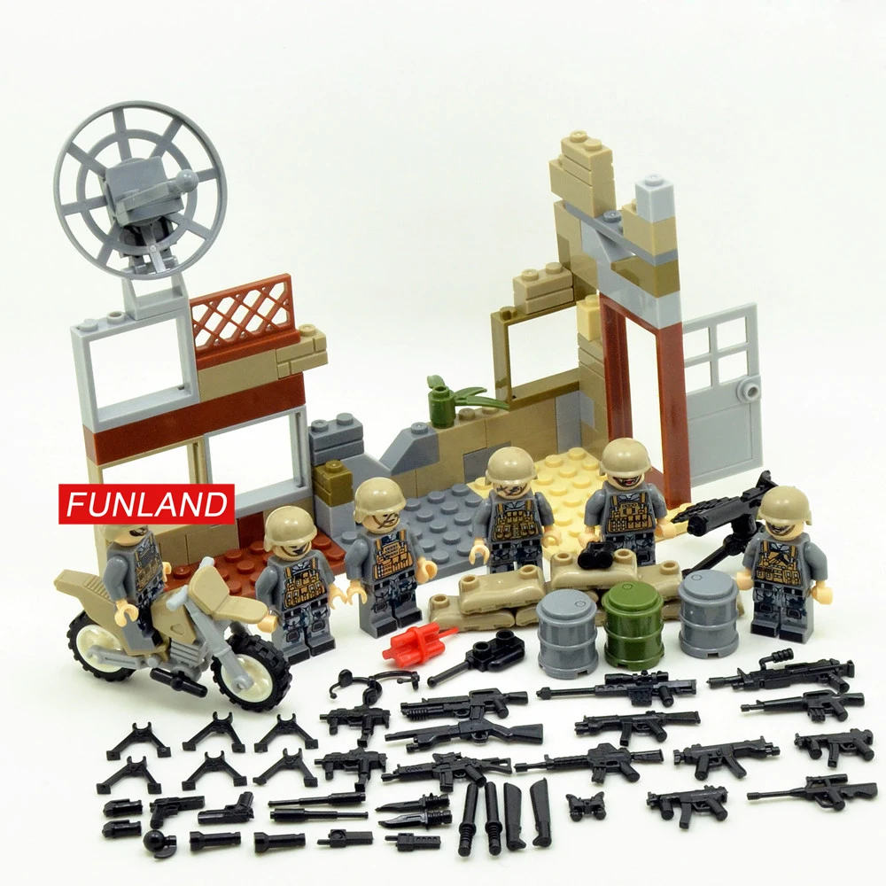 Современной военной Красного моря действие brickmania minifigs Строительный кирпич армии Китая сил рисунках оружия мотоцикл блок игрушки