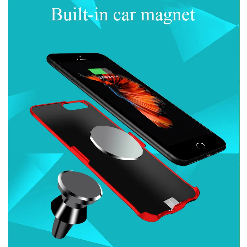 7200mah external battery wireless fast charger cover for apple iphone 8 7 6 6s plus smart battery case power bank mobile phone