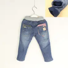 Зимние джинсы высокого качества плотные теплые джинсы для маленьких мальчиков и девочек Детские хлопковые мягкие теплые джинсы детские зимние длинные штаны