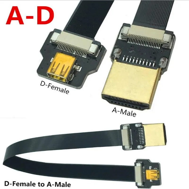 FPV Micro-HDMI Female to HDMI-compatible Male HDTV FPC Flat Cable for Multicopter Aerial Photography 0.05m-0.8m | Компьютеры и офис