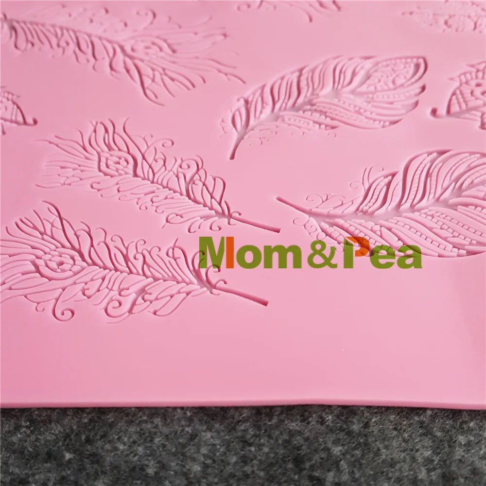 Mom& Pea GX176, перьевая кружевная форма, украшение торта, помадка, 3D форма для торта, Пищевая силиконовая форма