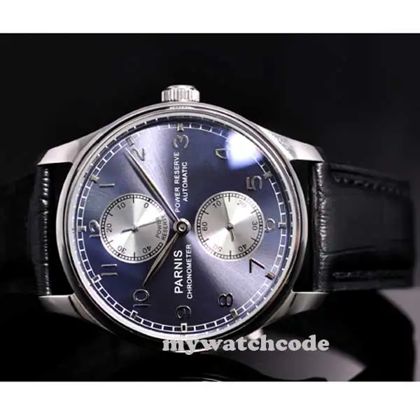 

43mm parnis blue dial Luxury power reserve automatic movement mens watch P193