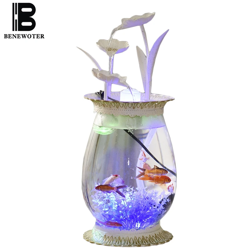 

110/220V Creative Flowing Water Fountain Fish Tank Office Living Room Desktop Atomizer Humidifier Business Gift Lucky Home Decor