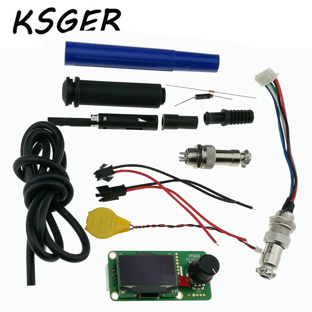 

KSGER V2.1S Digital STM32 OLED 1.3 Size Screen T12 Temperature Battery Controller 5 Core Silicone Wire 9501 Soldering Handle Set