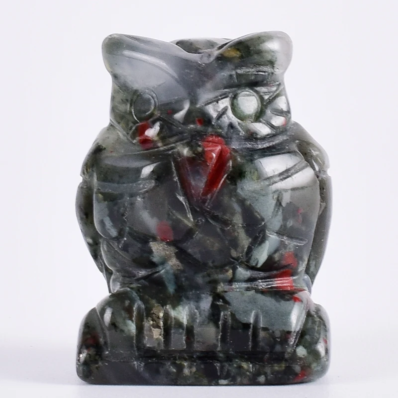 

Owl Figurines Miniatures Natural Blooded Stone Cute handmade Craft Mini Animal Statue Crystal Feng Shui Healing Home Decor