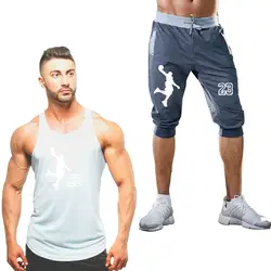 Костюмы Для мужчин s комплект Jordan 23 летняя брендовая Спортивная Для мужчин шорты короткие брюки + на бретелях спортивные костюм