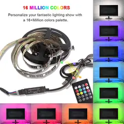 USB Светодиодная лента 5050 RGB 5 в 2 м 4 м ТВ фоновое освещение светодиодный лента гибкий неоновый огни клейкая лента с ИК-пультом дистанционного