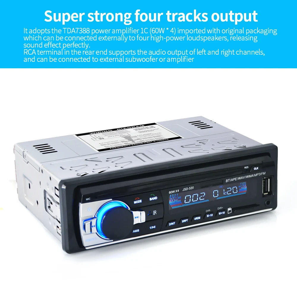 Автомобильная стереосистема Bluetooth Радио аудиоплеер приемник FM Aux Вход WMA WAV MP3 плеер с SD/USB Порты и разъёмы