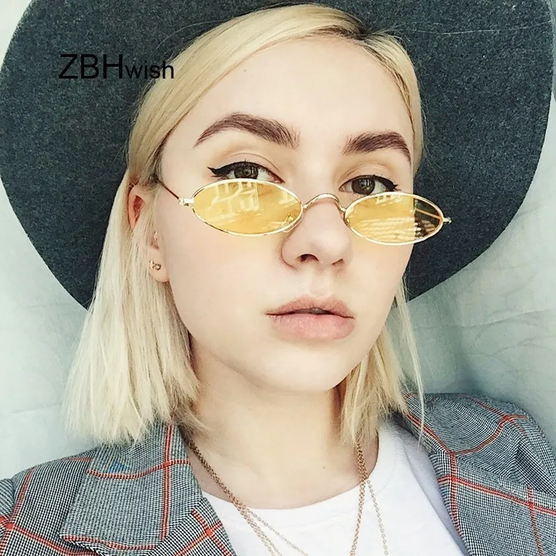 Retro Piccolo Ovale Occhiali Da Sole Donne Femminile Dellannata Hip Hop Balck Occhiali Retro Occhiali Da Sole della signora di Lusso di Marca Occhiali
