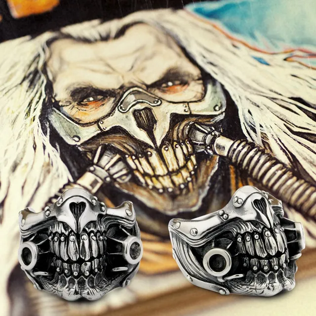 Mad Max Immortan Joe Ring 925 Sterling Silver Mens Biker Skull