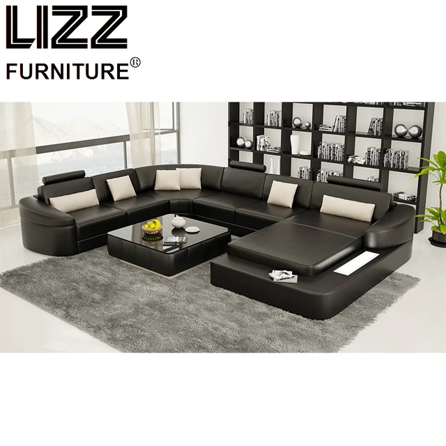 lizz meubles promotion produits moderne miami vache en cuir u forme canap canap avec led lumire - Canape U lizz meubles promotion produits moderne miami vache en cuir u forme canap canap avec led lumire - Canape U