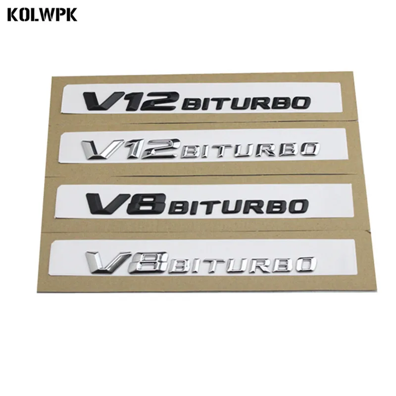 

High quality ABS For MERCEDES V8 BITURBO V12 BITURBO Side Fender Logo Nameplate Emblem Decoration Modified