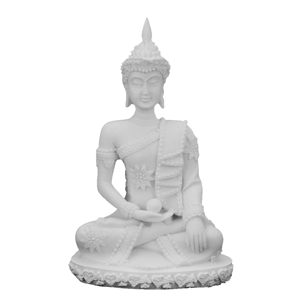 1 Piece Sandstone Meditation Buddha Statue Hand-carved Figurine Sculpture for Table Desk Decor Cabinent Display