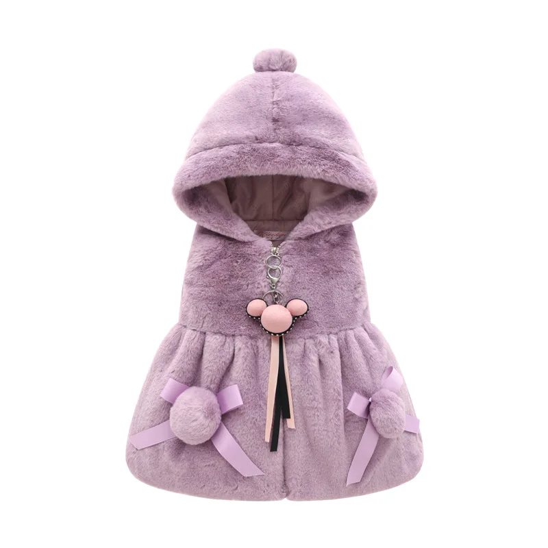 Baby Autumn Winter Waistcoat Childrens Cartoon Deer Fur Girls Artificial Fur Coat Kids Faux Fur Fabric Clothes Thicken Coat