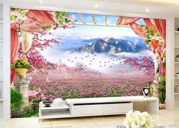 

Custom 3d Wallpaper Murals lavender wallpapers for living room 3D Wallpaper For Walls Non-woven TV Background Wall