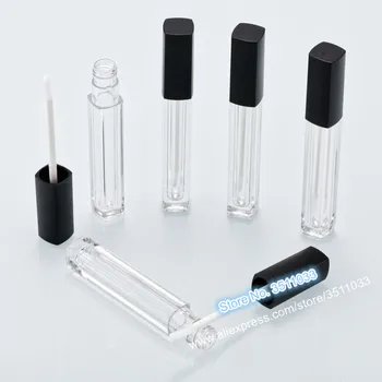 

5ml Cosmetic Lip Gloss Tube Plastic Black Lid Empty Clear Lip Gloss Tube Beauty Liquid Lipstick Refillable Bottle Lipgloss Tube