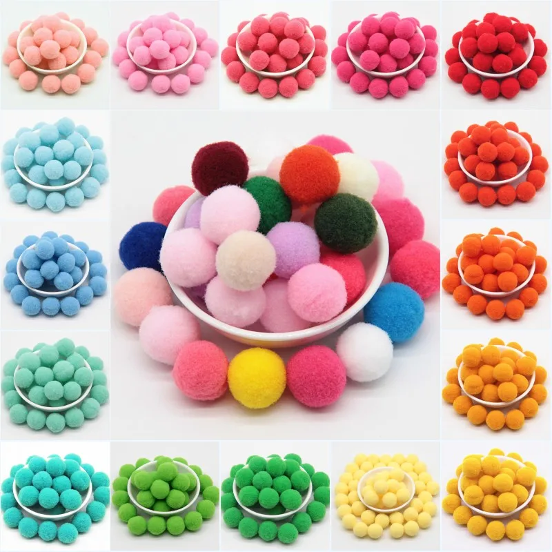 

100pcs 20mm Pompoms Soft Round Shaped Pompones Fur Balls For Kids DIY Crafts Handwork Festival Garment Sewing Home Decoration