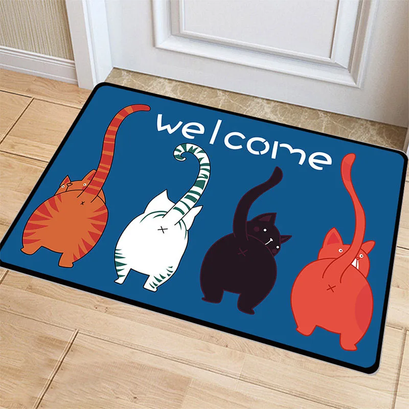 L221-KAYIYO Door Mats for Entrance Door Cute Funny Cartoon Cat Painting Mats for Children Bedroom Anti-slip Foot Pads Kitchen Carpet (3)