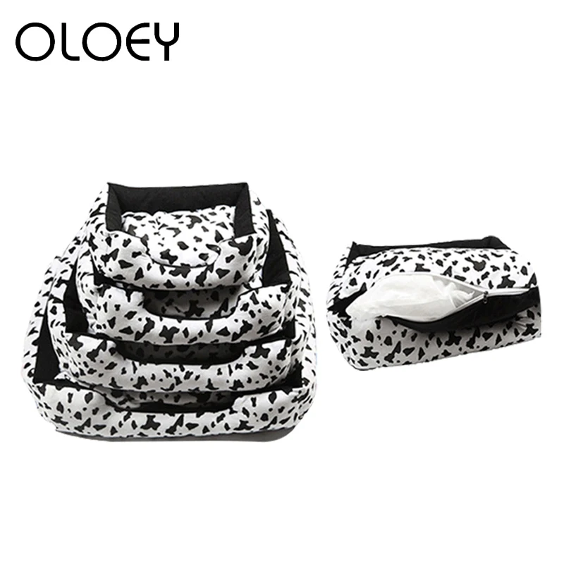 

Detachable Cat Bed House Cow Print Type Material Soft Cotto Warm Comfortable for Small Medium Large Pet Dogs Cats Kennel Bed Mat