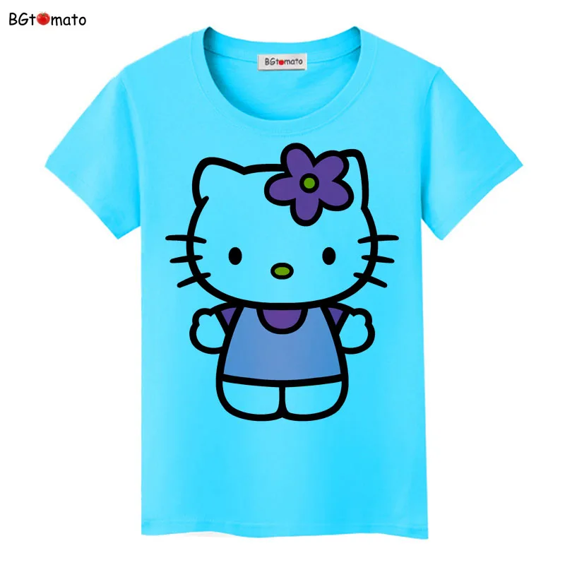 BGtomato hello kitty, милые футболки с героями мультфильмов, женская летняя классная одежда, брендовые Топы хорошего качества, удобные повседневные рубашки - Цвет: 3