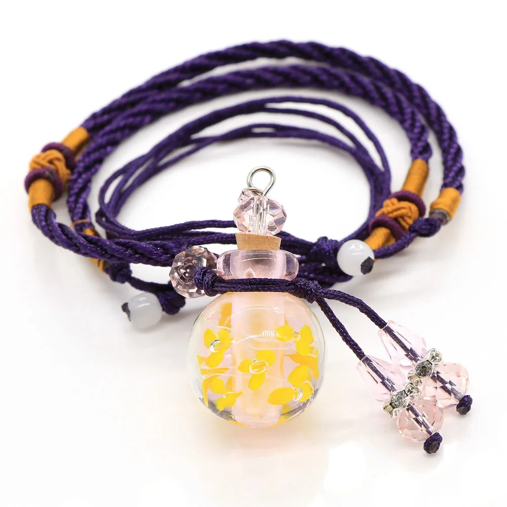 

Aromatherapy Round Within Flower Manual Glass Essential Oils Bottles Diffuser Chain Pendants&Necklace Women Perfume Necklaces