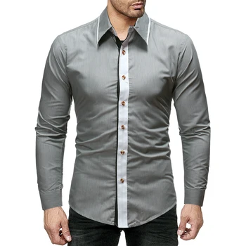 

2018 New Men Shirts Business Long Sleeve Turn-down Collar Cotton Male Shirt Slim Fit Popular Designs Shirt M-XXL