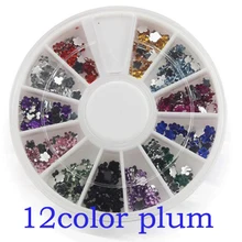 Одна коробка 12 цветов модные украшение для ногтей супер яркая вспышка форма цветка сливы горный хрусталь порошок для ногтей советы M661