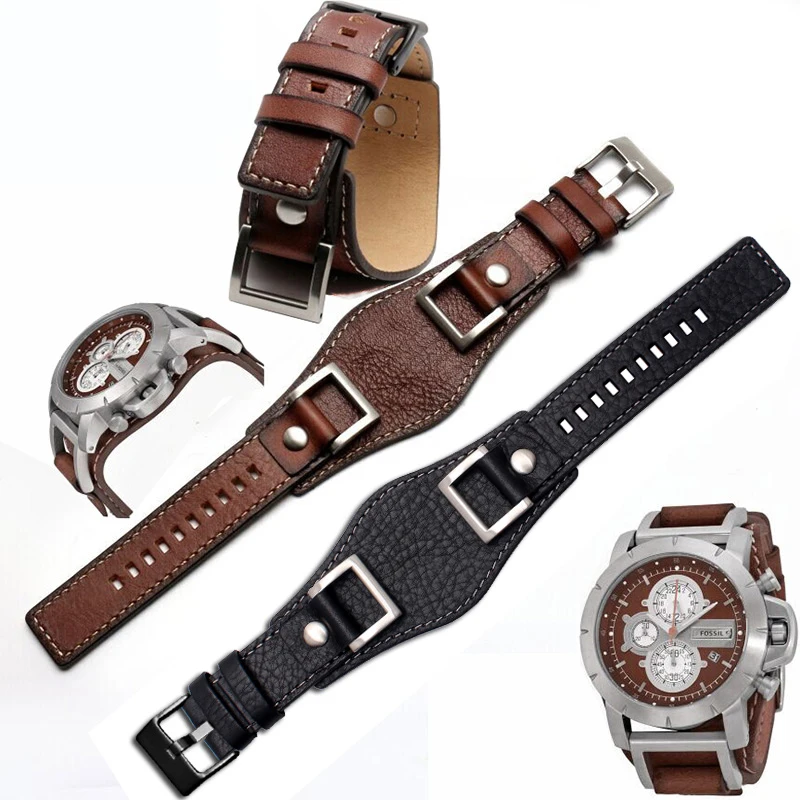 Pulseira de Relógio Pulseira de Couro Genuíno de Alta Fósseis Milímetros Homens Qualidade Estilo Retro Jr1157 24