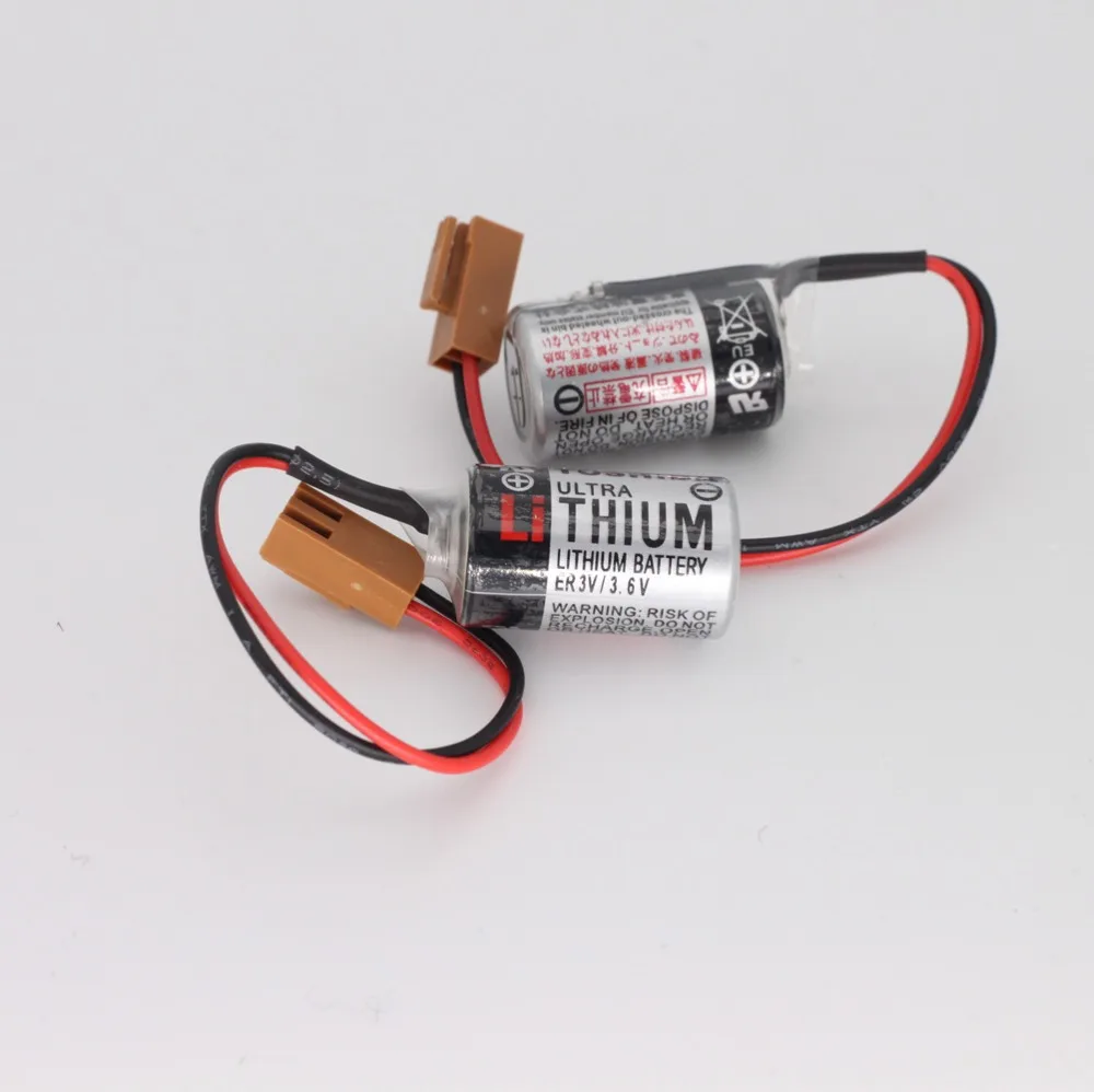 5 шт. ER3V 3 6 V PLC литий-ионный аккумулятор с коричневой вилкой для Toshiba | Электроника