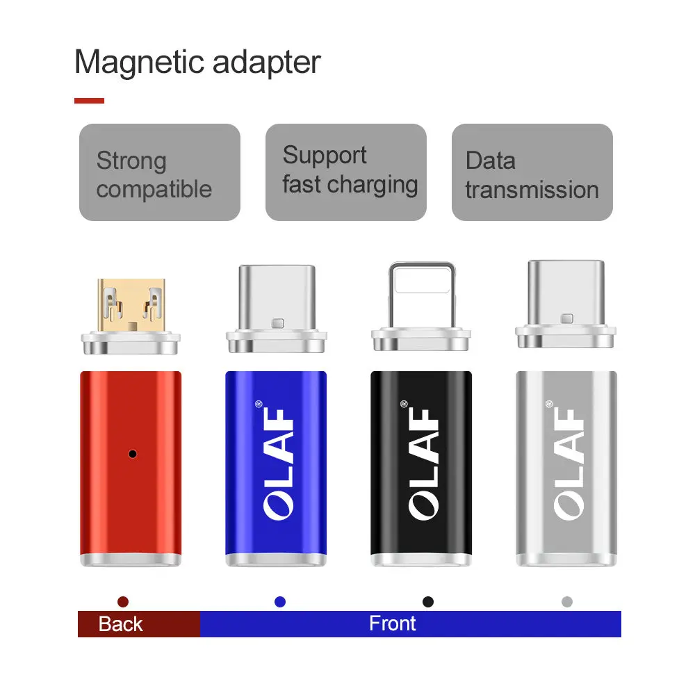 LED Light Magnetic Adapter Transfer Connector Magnetic Micro USB Connector Adapter IOS Android Type-C Magnetic Adapter USB TypeC