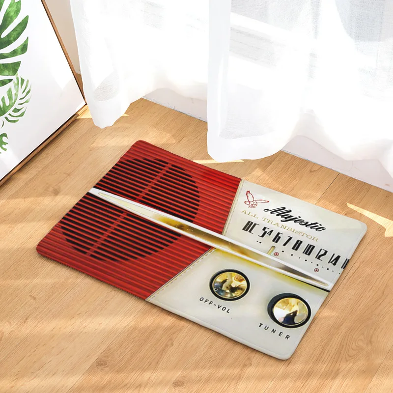  Entrance Anti-Slip Doormat Vintage TV Magnetic Tape Music Cassette R Decor Welcome Pad Water Absorp