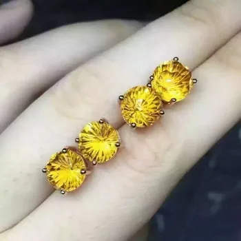 

KJJEAXCMY Fine Jewelery Natural citrine ladies earrings jewelry wholesale s925 sterling silver inlay wholesale