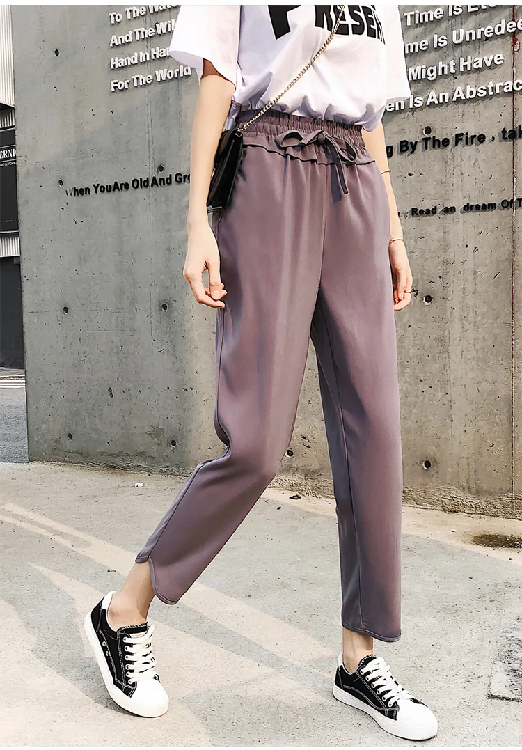 Pantalon Femme Повседневные женские шаровары осенние брюки длиной до щиколотки брюки с высокой талией брюки-карандаш черные бежевые верблюжьи BV15